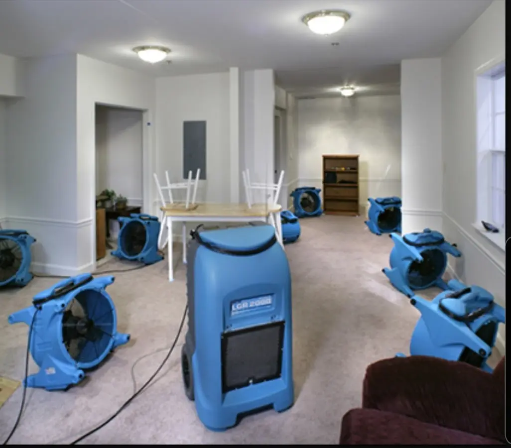 Air movers and dehumidifier setup for Water Extraction & Removal in Antioch